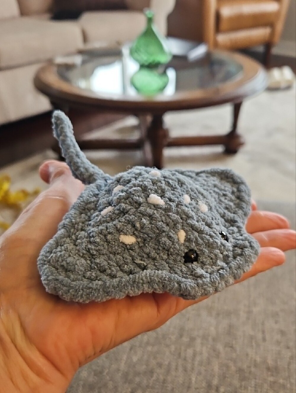 Handmade Crochet Plush Stringray - Light Blue - Small